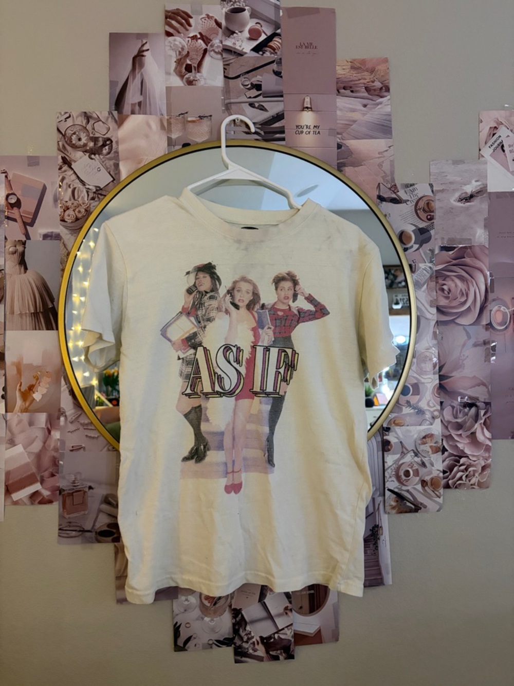 Cream Graphic "AS IF" Short Sleeve T-Shirt